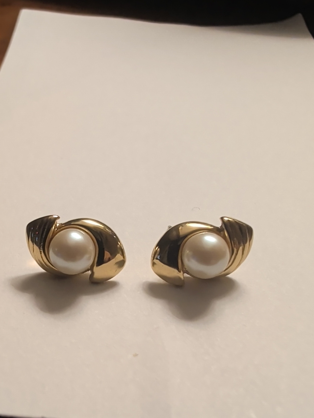 Monet Earrings Elegant Gold Tone Faux Pearl Replacement Backs Classic Petite VTG